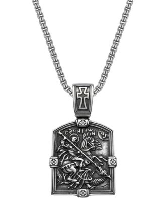 Men's Book of Revelation 22" Stainless Steel Pendant Necklace