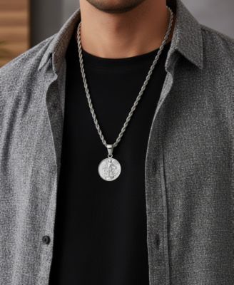Men's Stainless Steel 22" St. Michael Pendant Necklace
