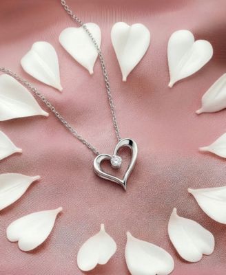 Lab Grown Diamond Heart Pendant Necklace (1/10 ct. t.w.) in Sterling Silver