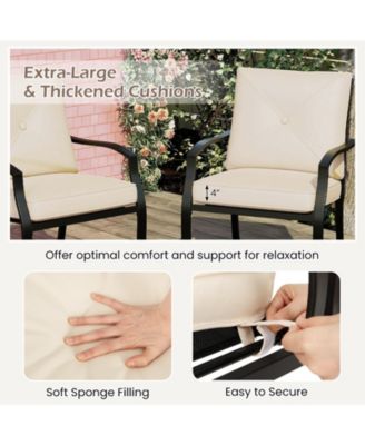 4 Pieces Rustproof Steel Frame Outdoor Dining Chairs with Removable Cushions