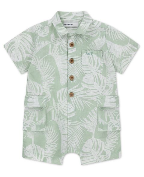 Комбинезон abercrombie kids Short-Sleeve Cargo Romper для мальчиков-малышей, цвет: Зелёный