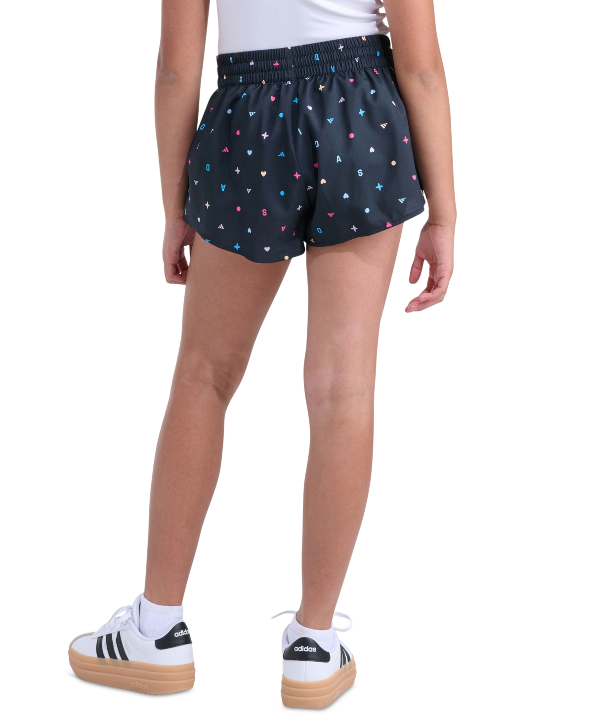 adidas Girls' 8-16 Elastic Waistband Printed Woven Shorts