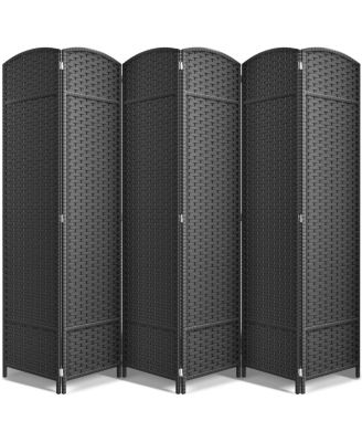 Extra Wide Double Hinged Panels Mesh Hand-Woven Design Room Divider