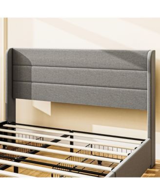 HOMCOM Full Size Bed Frame with Headboard 4 Drawers Noise-Free, Light