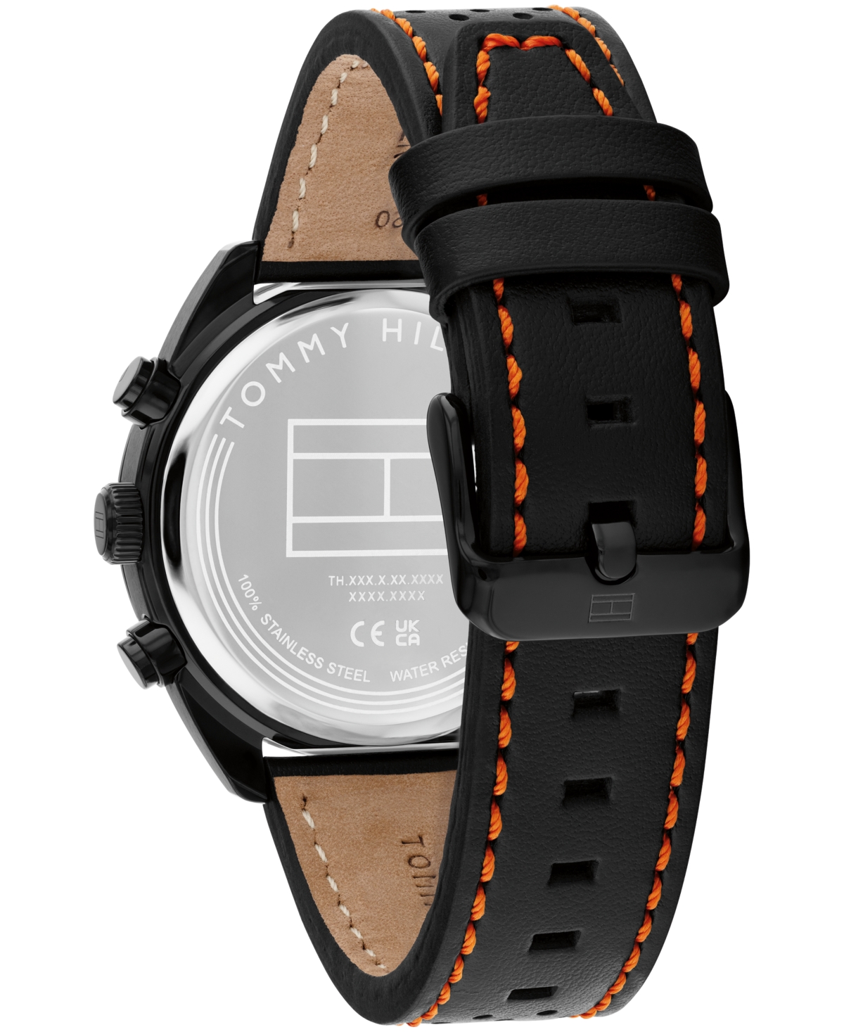 Tommy Hilfiger Men's Chronograph Black Leather Strap Watch, 40mm