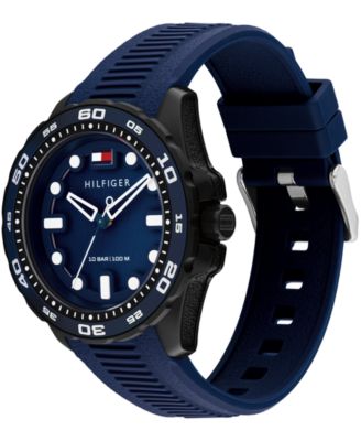 Men's Quartz Blue Silicone Strap Watch, 40mm