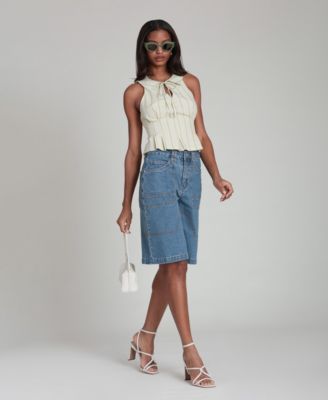 Women's Striped Tie-Neck Top