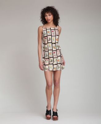 Women's Botanical-Print Square-Neck Mini Dress