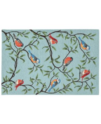 Ravella 2270 Birds On Branches Blue 2' x 3' Indoor/Outdoor Area Rug