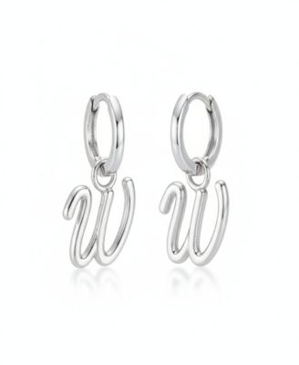 Oak & Luna Mini Signature Initial Huggie Earrings - Letter w