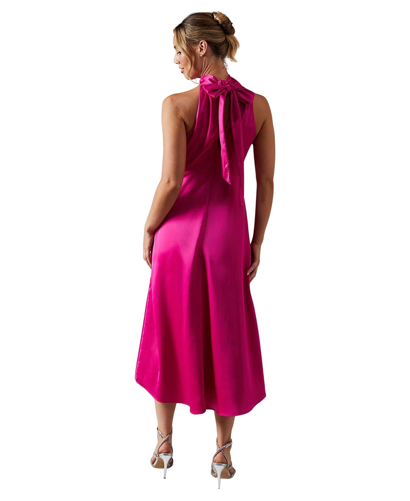 Женское платье Oasis Midi Bridesmaid, цвет: Яркий розовый — фото 3