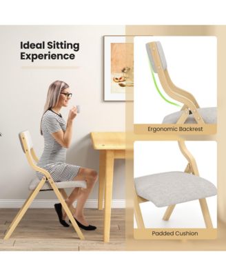 Folding Dining Chairs Set of 4 Wooden Table Chairs w/ Padded Seat Modern