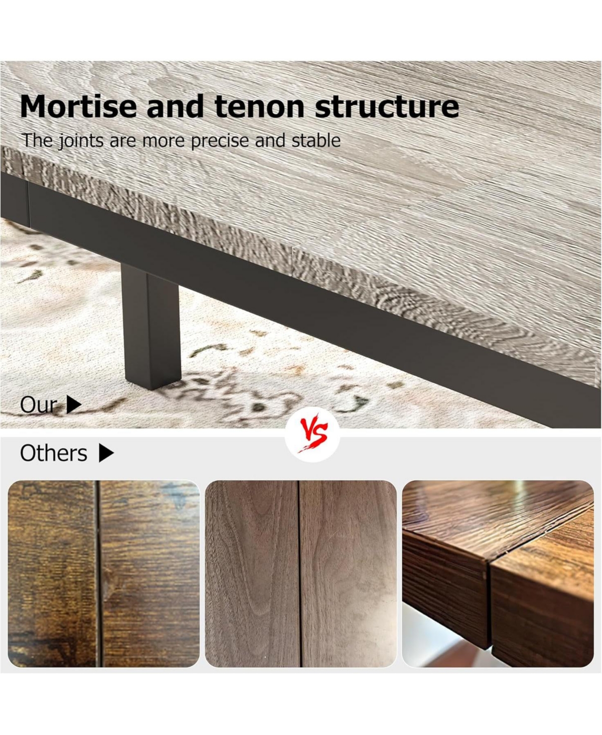 gaomon Industrial Dining Table for 6 with Wood Top and Metal Legs, Rectangular Design