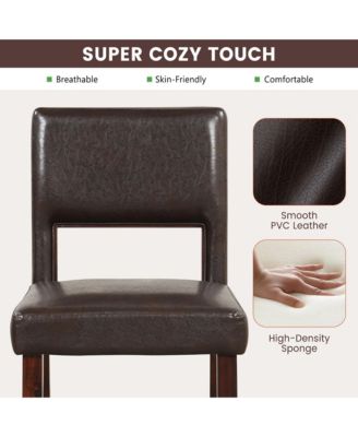 4-Piece PVC Leather Counter Height Bar Stool Set w/ Back and Rubber Wood Legs