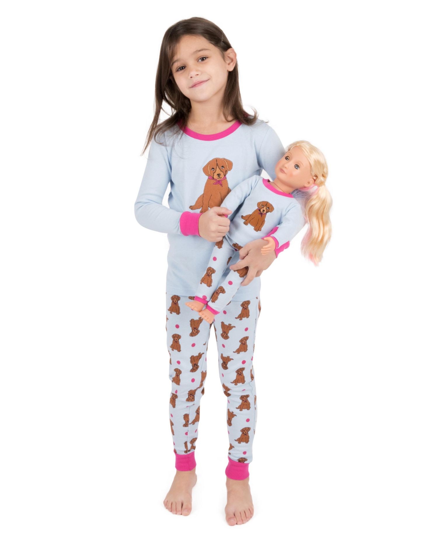 Toddler Girls Matching Doll Snug-Fit Cotton Long Sleeve All-Over Animal Print Pajamas