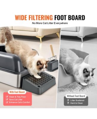 XL Stainless Steel Cat Litter Box with Scoop and High Sides