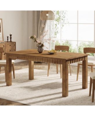 63-Inch Solid Wood Dining Table for 6, Farmhouse Kitchen Table, Rectangular Wood Dinner Table for Dining Room, Living Room