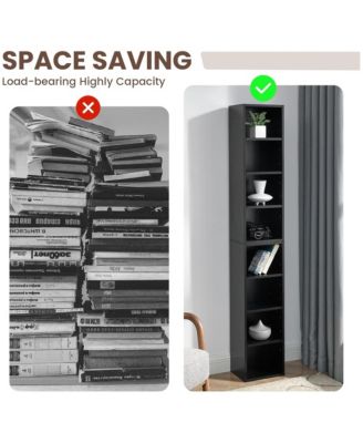8-Tier Tall Narrow Bookshelf, Slim Storage Cabinet & Display Bookcase with Adjustable Shelves for Living Room, Office