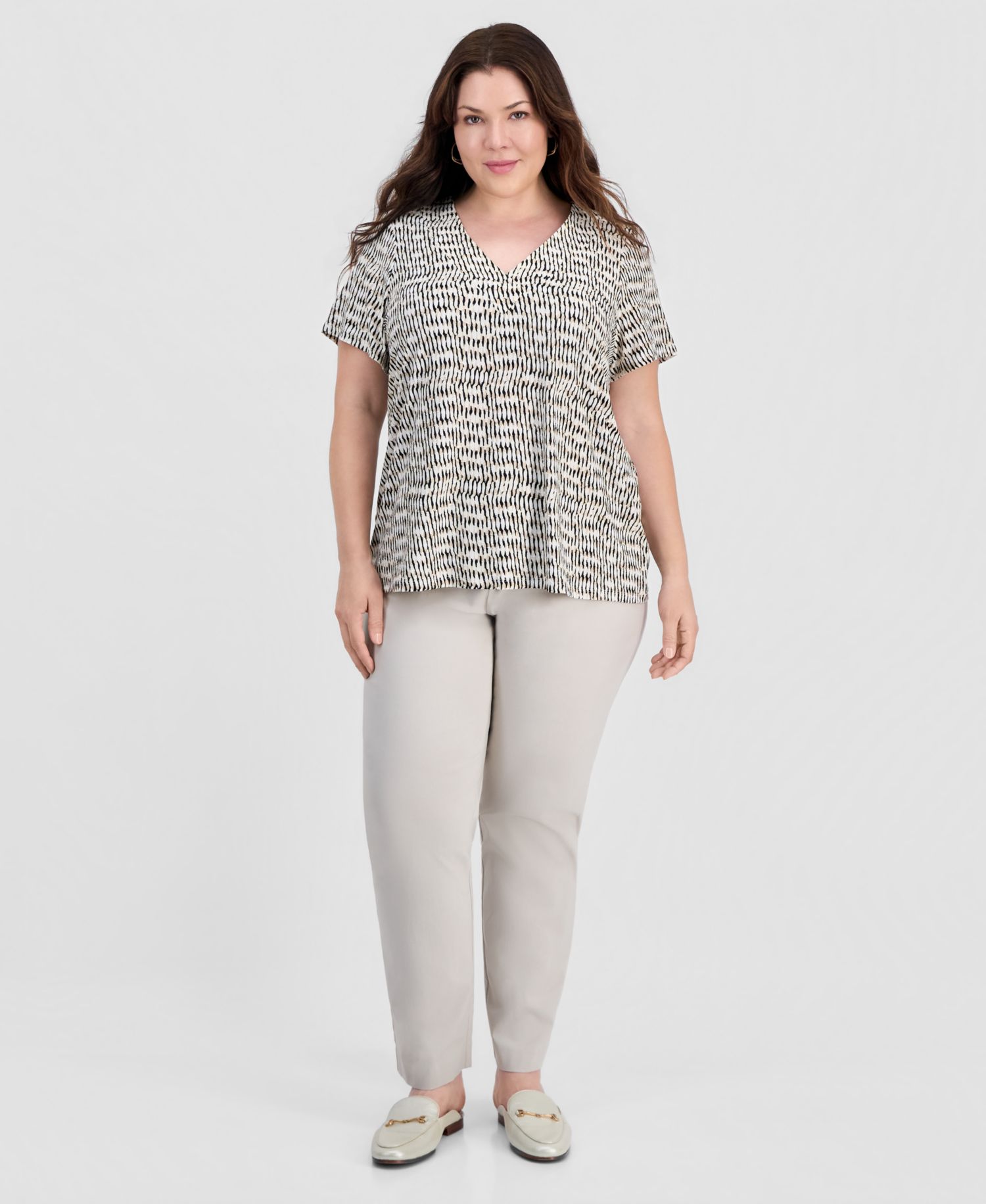 Plus Size Isabella Dot V-Neck Flutter-Sleeve Top