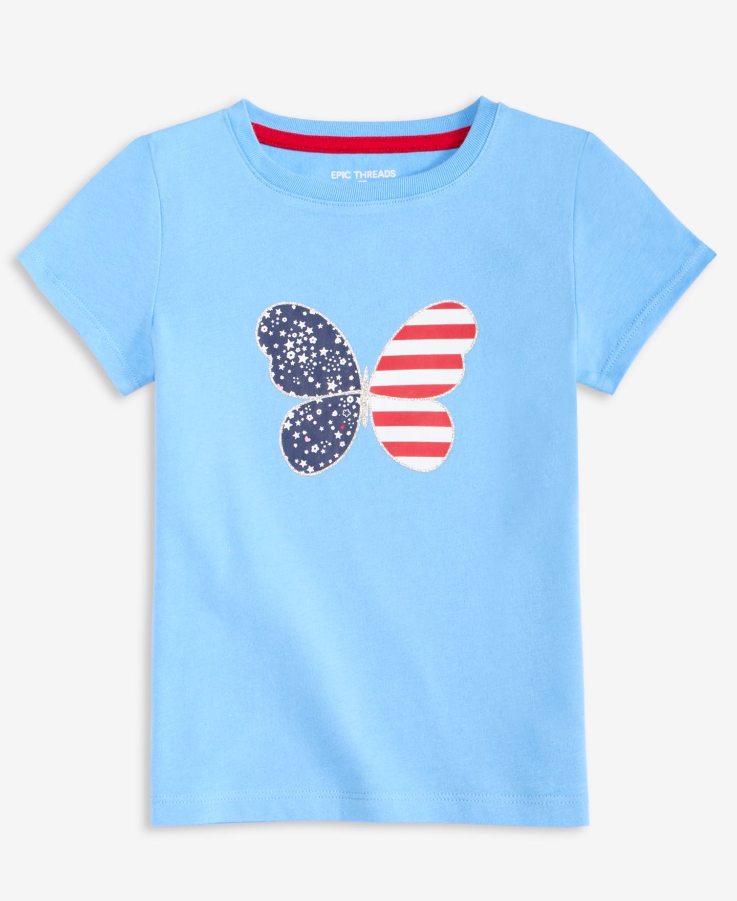 Футболка Epic Threads Stars & Stripes Butterfly T-Shirt для девочек-малышей, цвет: Бледный синий — фото 3