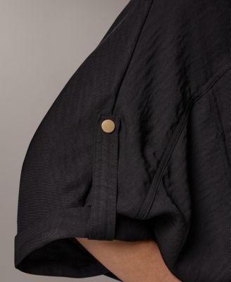 Women's Collared Neck Buton-Front Shirt Jacket