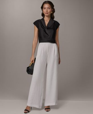 Women's Wide-Leg Pull-On Pleated Pants