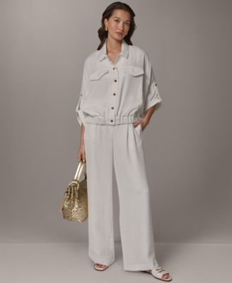 Women's Collared Neck Buton-Front Shirt Jacket