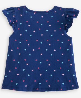 Girls' Toddler 12M-5T Heart-Print Flutter-Sleeve T-Shirt