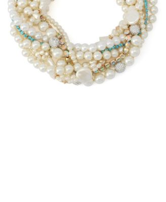 Faux Pearl & Stone Twist Collar Necklace