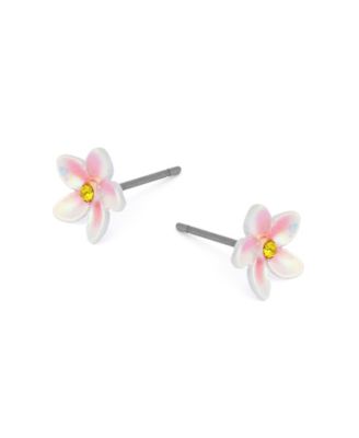 Faux Stone Cowabunga Beachy Flower Stud Earrings