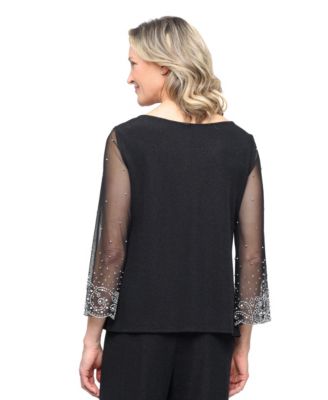 Women's Boat Neck Metallic Knit Top