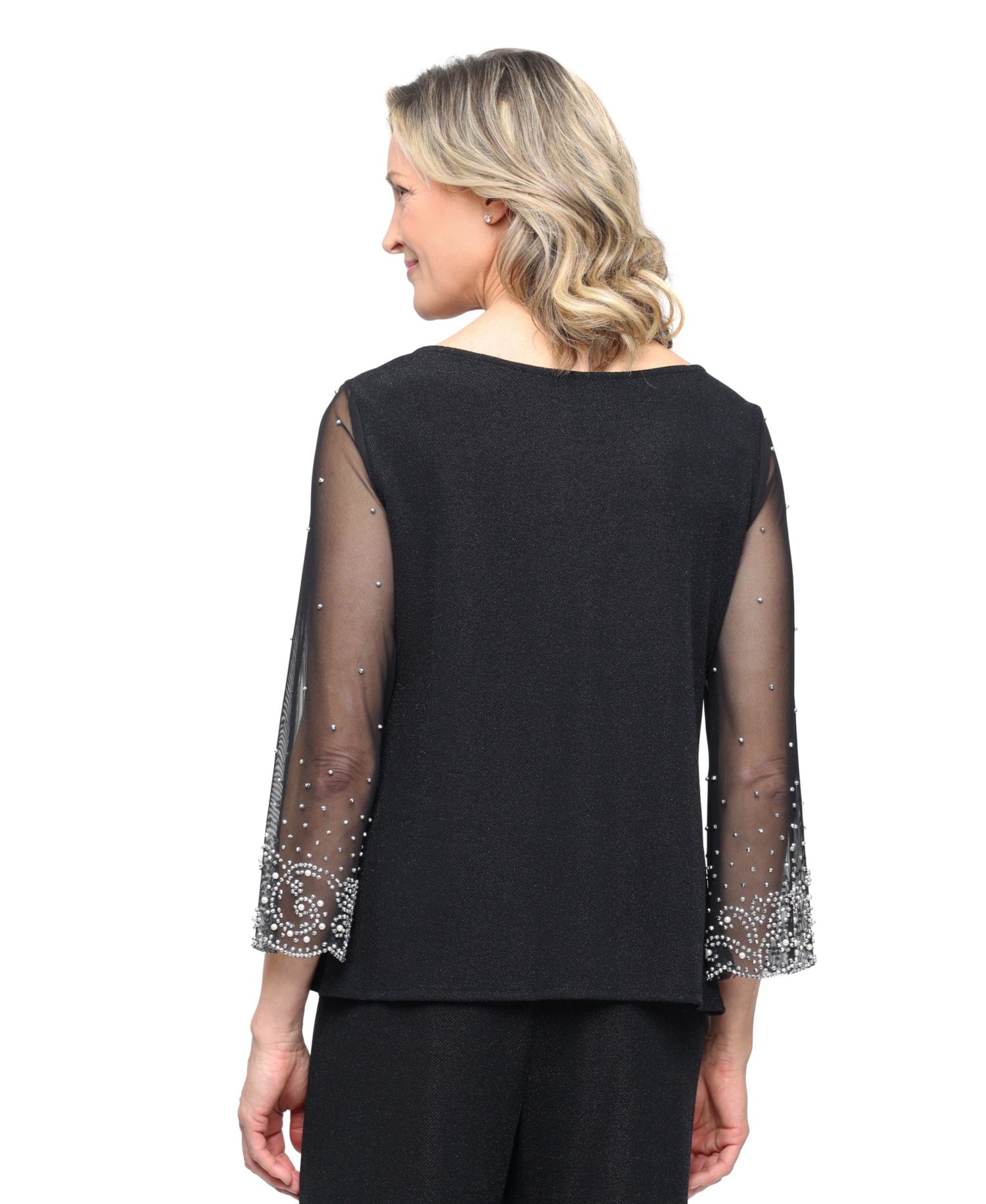 Women's Boat Neck Metallic Knit Top