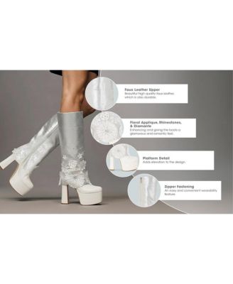 Women's Sundra Floral Applique Platform Heeled Boots