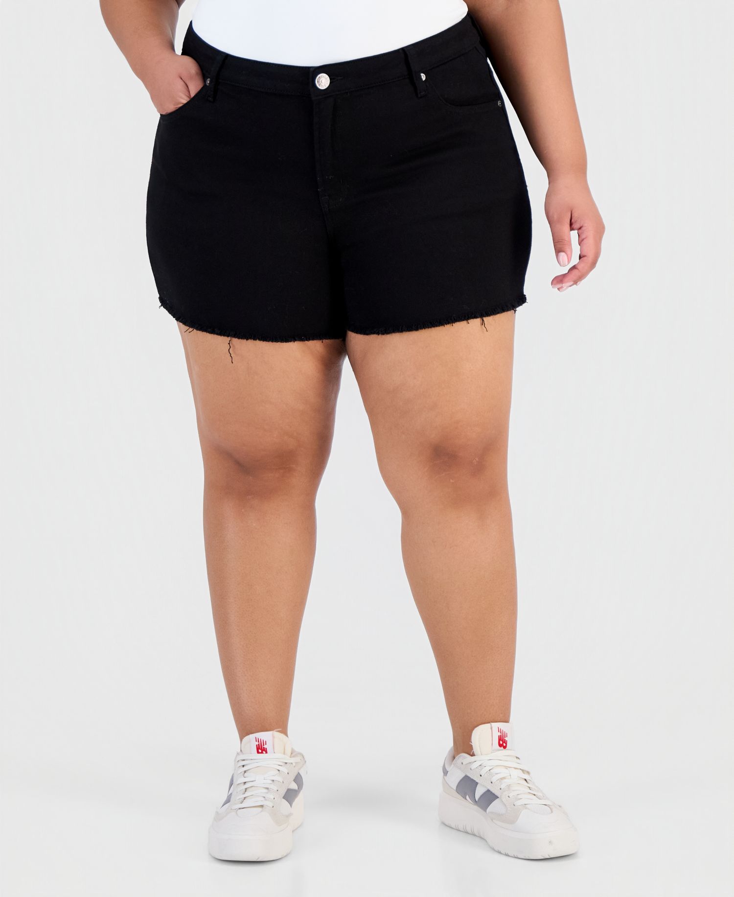 Trendy Plus Frayed A-Line Denim Shorts