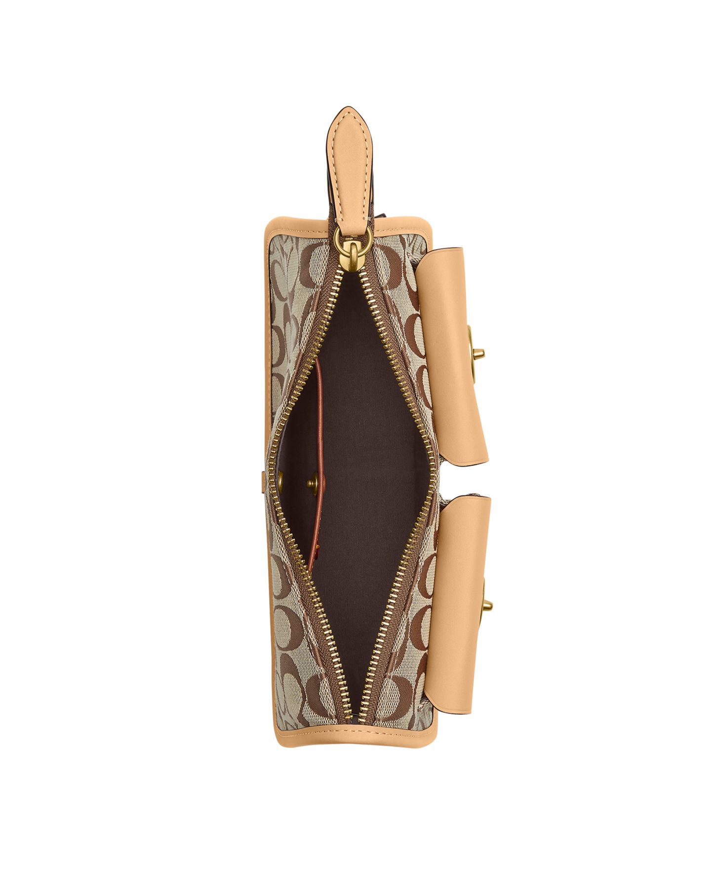 Женская сумка COACH Originals Waverly Small Signature Jacquard Twin Turnlock Shoulder, цвет: Латунный / Хаки персиковый — фото 7