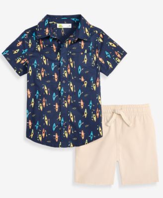 Epic Threads Toddler Boys' 12M-5T Cotton Printed Shirt & Shorts, 2-Piece Set