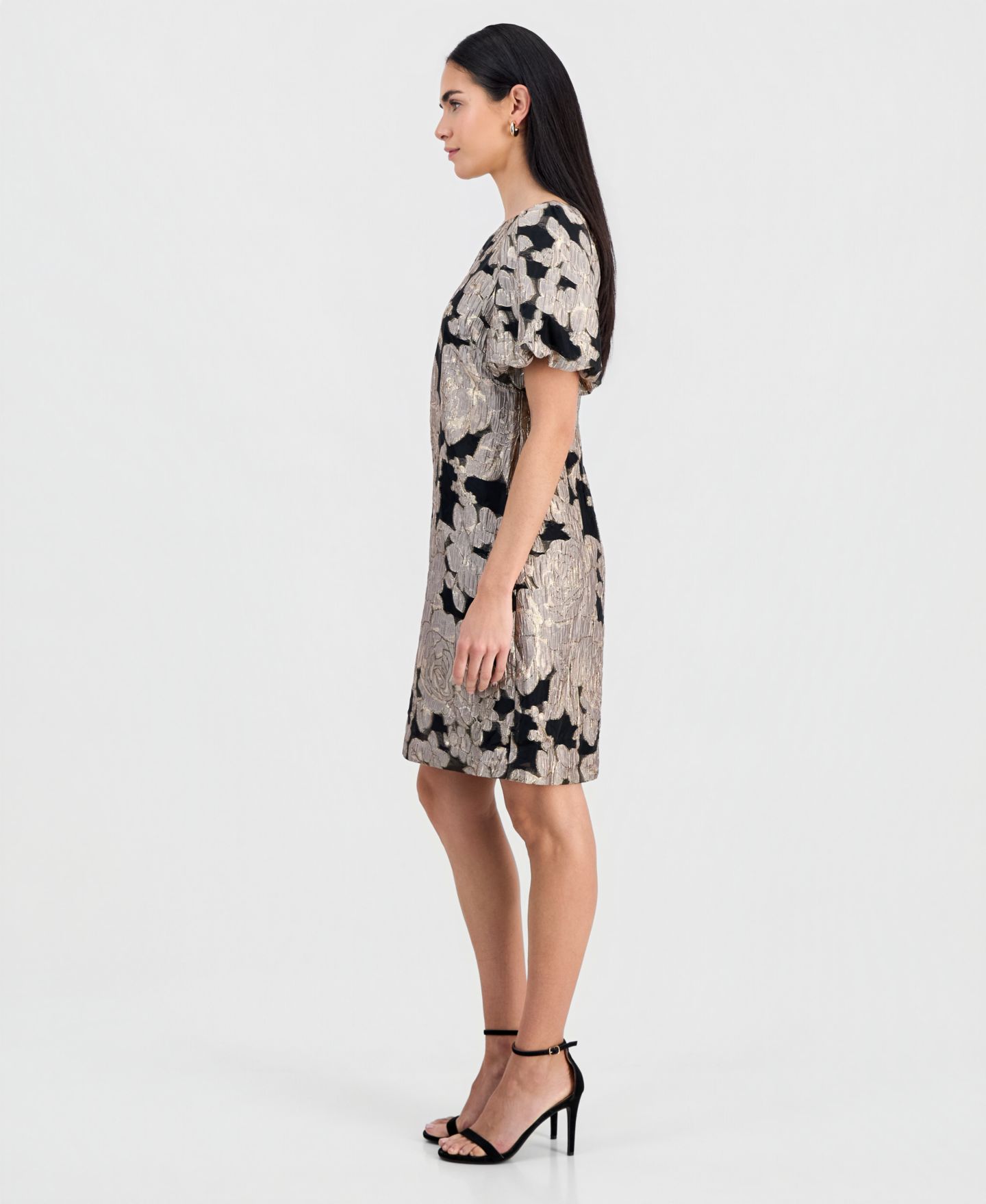 Женское платье Connected Petite Jacquard Sheath, цвет: Чёрный серо-коричневый — фото 5