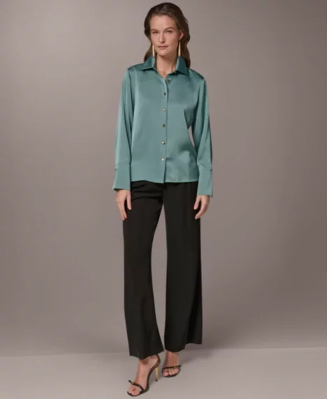 Petite Long-Sleeve Shirt - Waterlily