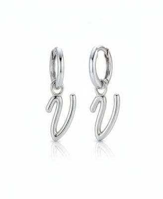 Oak Luna Mini Signature Initial Huggie Earrings - Letter v 100$