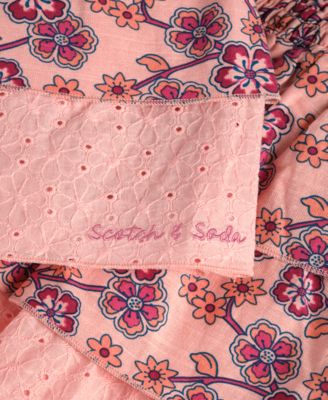 Girls' 7-16 Floral-Print Tiered Ruffle Mini Skirt