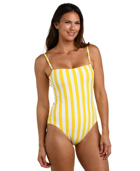 Женские купальники La Blanca Women's Coastal Club House Reversible Bandeau Neck One-Piece Swimsuit