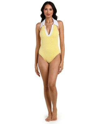 Women's Prep & Paddle Collared V-Neck One-Piece Swimsuit