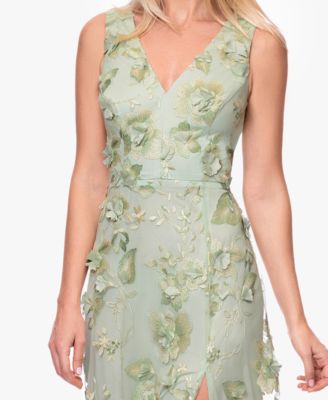 Women's V-Neck 3D Embroidered Gown