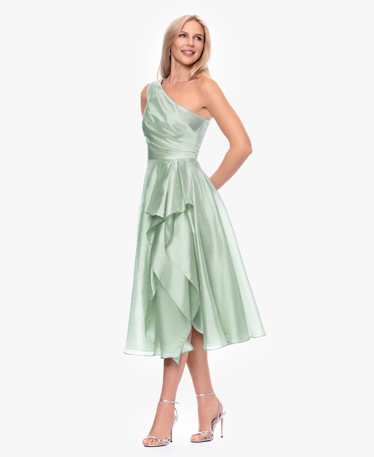 Women's One-Shoulder Sleeveless Metallic Dress