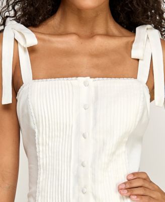 Juniors' Tie-Shoulder Square Neck Mini Dress