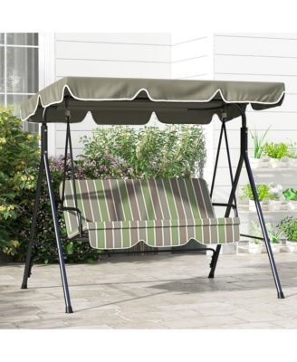 3-Seat Outdoor Patio Swing w/ Canopy & Cushion, &
