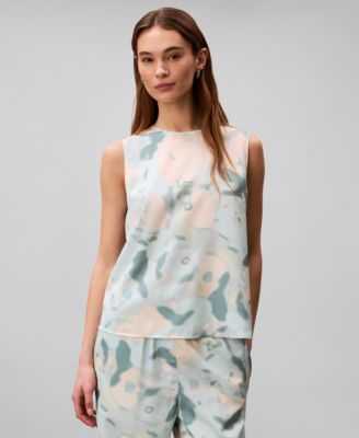 Women's Printed Sleeveless Crewneck Top