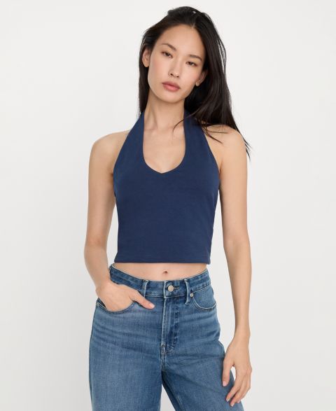 Женский топ Good American Halter Neck Sleeveless, цвет: Синий