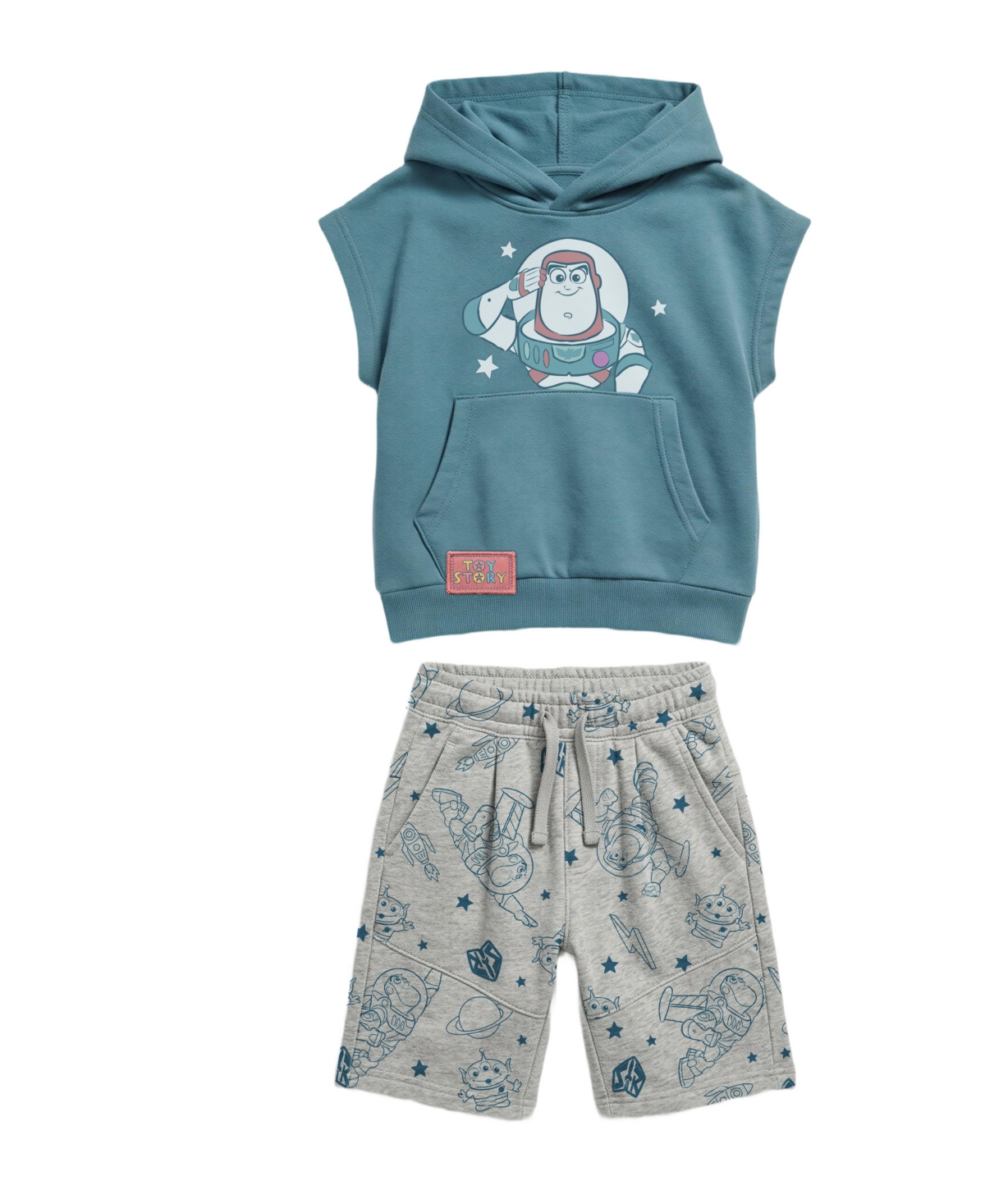 Toy Story Boys' 2T-5T Short-Sleeve Hoodie and Shorts, 2-Piece Set