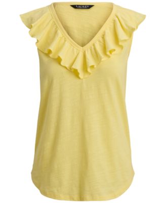 Petite Ruffle-Trim V-Neck Sleeveless Top
